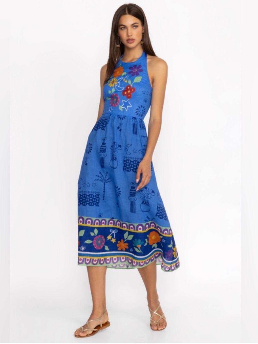 Johnny Was Jade Zahar Tea Length Linen Dress